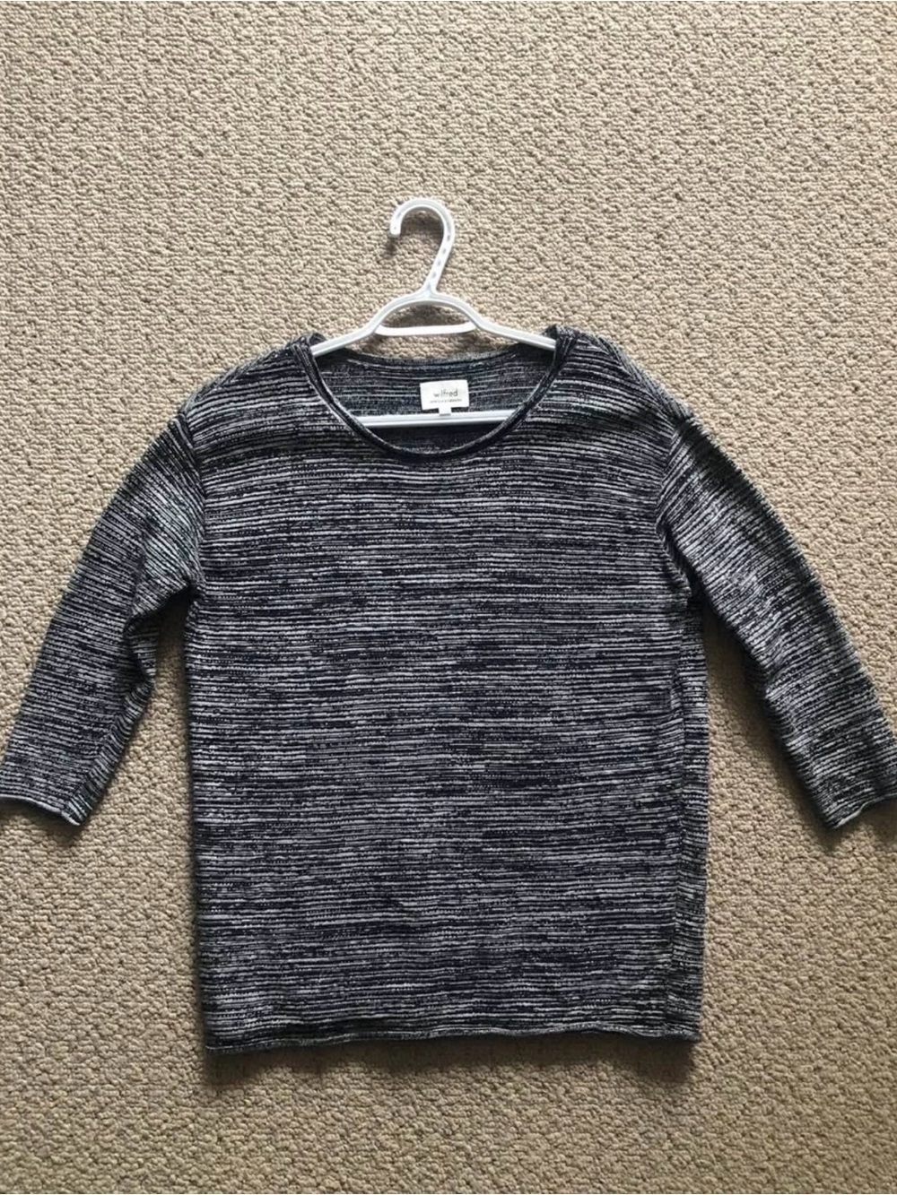 Wilfred Black & Gray Striped Knit Sweatshirt - Made with Silk and Cashmere